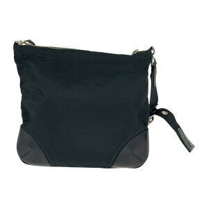 Prada logo plate triangular Shoulder Bag leather nylon black Tessuto